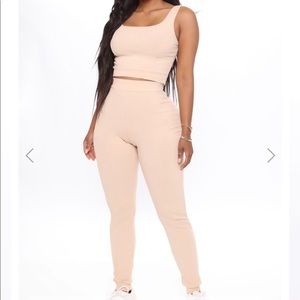 Fashion Nova Ribbed Crop Tank And Pant Set - SOLD